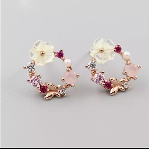 Jewelry - New Creative Butterfly Flowers Rose Gold Earrings